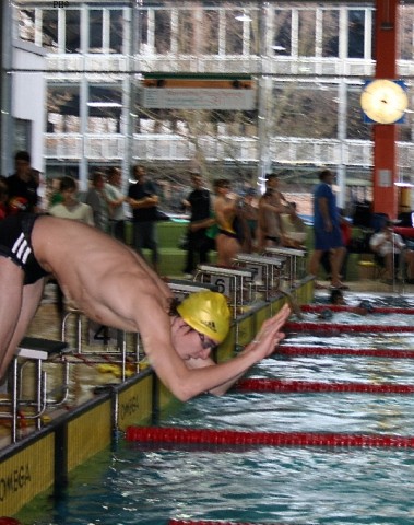 Patrick beim Einschwimmen