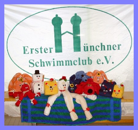 Die Ausbeute unserer EMSC Schwimmer-viele liebevoll geformte Handtcher