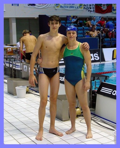 Patrick mit Adela (Suchy) 3. Platz ber 100 m Schmetterling