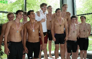 Siegerehrung ber 4 x 200m Freistil - Platz 2